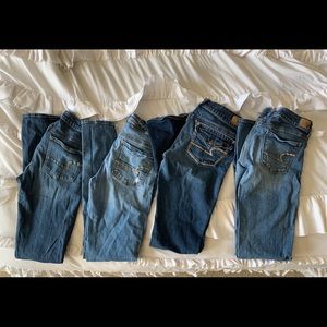 FOUR pairs of size 6 EXTRA LONG AE jeans